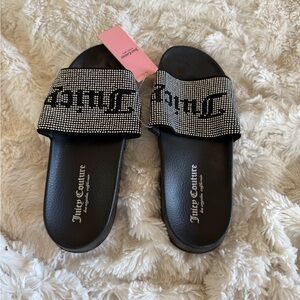 Juicy Couture Black Rhinestone Sandals